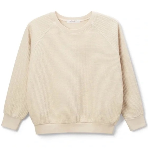 Perfectwhitetee Thom Waffle Sweatshirt in Sugar - size M - Picture 2 of 3